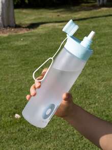 1 pieza Botella de agua deportiva transparente 600/750ml portátil para gimnasio y viajes, botella de beber a prueba de fugas esmerilada - Celeste - Ver 2