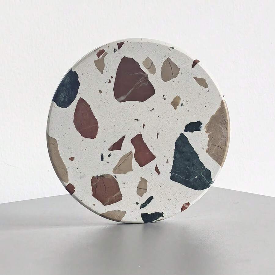 1pc Natural Marble Round Jewelry Tray, Jewelry & Key Storage Dish, Home Desktop Stone Decorative Ornament - Color - View 1