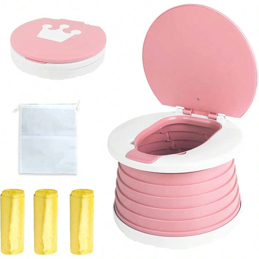 Travel Potty For Toddler, Portable And Foldable Toilet, Apply To Seat Emergency Toilet For Car, Camping, Outdoor, Indoor (Pink, Small) - Pink - View 1