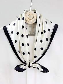 1 pezzo Sciarpa in raso con stampa a pois, Sciarpa da donna alla moda, Può essere utilizzata come cintura, Decorazione per confezioni, Nastro, Fascia per capelli o Sciarpa, Collana sciarpa, Scuola - Multicolore - Visualizzare 4