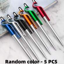 Creative Rotating Plastic Colorful Lacquer Barrel Ballpoint Pen With Phone Stand, Practical Oil-Based Pen, Business Exhibition Souvenir Gift Pen, Multi-Color Barrel Office Writing Signature Pen - Multicolor - View 9