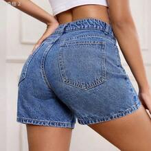 Women Denim Shorts - 彩色 - 查看 4