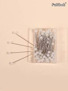 1 Box 100pcs New Small Pearl Head Pins, Middle Eastern Headscarf Fixing Pins, Positioning Pins For Daily Use - White - View 5