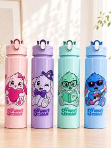 1個甜美兔子塑膠水瓶 26oz/750ml 兒童吸管防漏可愛卡通兔子水瓶，適合女孩男孩學校使用，防漏耐用，給她的生日禮物，旅行杯，咖啡杯，牛奶杯，杯子香檳杯 & 雞尾酒杯派對杯其他派對餐具飲具套裝咖啡杯平底杯水瓶 & 罐 & 盒 - 彩色 - 查看 9