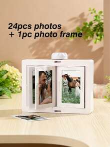 Marco de fotos de escritorio personalizado con foto, pantalla de desplazamiento, decoración de fotos, adorno de escritorio con imagen personalizada, adecuado para el hogar y la oficina, caja de recuerdos de fotos giratoria, regalo de aniversario, Día de San Valentín, cumpleaños, graduación, soporte decorativo para exhibición de fotos - Multicolor - Ver 10