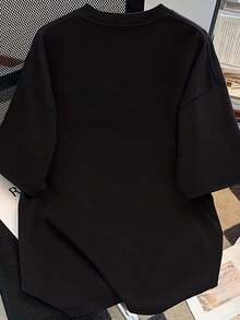 Elegant Summer T-Shirt For Women, With A Relaxed Round Neck Design, Perfect For Casual Wear. This Short-Sleeved, Youthful, And Stylish T-Shirt Is Perfect For Casual Wear. - 黑色 - 查看 2