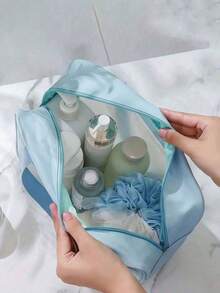 3件/1件防水PVC旅行化妝包,化妝刷收納袋,化妝品整理袋,盥洗包,適合度假和夏季使用,透明化妝包,沙灘包,多功能行李袋,適用於口紅、眼線筆、化妝刷、眼影盤、內衣、牙膏、牙刷、化妝品、護膚品、眉筆、粉撲、梳子、指甲油、珠寶、香水、文具、數位產品、浴室裝飾、化妝收納、梳妝配件、返校 - 藍色 - 查看 6