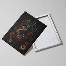1pc Framed/Unframed Gothic Style Botanical Floral Beetle Pomegranate Canvas Poster, Dark Academia Floral Insect Wall Art Print, Minimalist Entryway/Entrance Aesthetic Decor Scroll Painting, Suitable For Dorm, Living Room, Bedroom Modern Home Decor - A - View 4