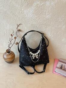 Mochila de gran capacidad estilo coreano, nuevo bolso bandolera de moda versátil para ir al trabajo, bolso de hombro tipo tote - Negro - Ver 11