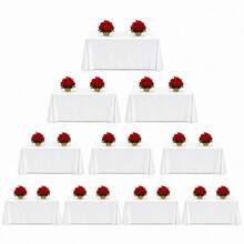 6 Packs White Rectangle Tablecloth & Napkins Set, Solid Color Polyester Table Linens, Wrinkle Resistant, Stain Proof, Easy Clean, Reusable Washable Table Cover For Wedding Party Banquet Restaurant Buffet Catering Dining Table Home Decor - White - View 12