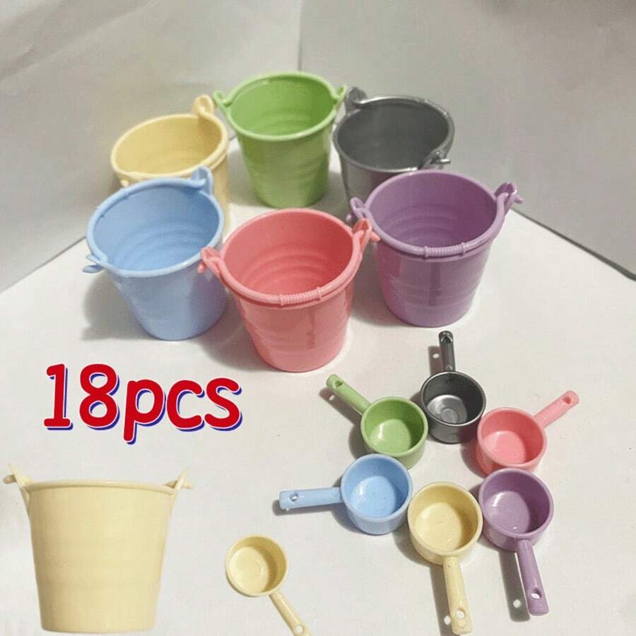 彩色小塑料桶套組,附可攜式手柄與配套湯匙,復活節主題收納桶,鮮豔色彩,輕巧可愛耐用堅固的一體組合套組,多功能家用容器,節日派對禮物收納盒,桌面裝飾擺件,創意迷你花盆,綠植種植容器,親子手工 DIY 手作道具,復活節主題 - A - 查看 1