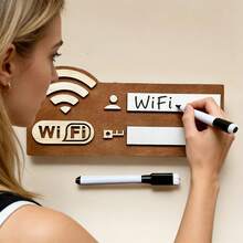 2D Flat Retro WiFi Network Sign - No Power Required Wireless Router Password Board, Artificial/Brown Retro Plaque, Home Office Cafe Decor - Housewarming Or Mother's Day Gift, Password Reminder, Minimalist Style, Wooden Material - Multicolor - View 1