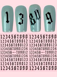 2sheets Number Pattern Nail Art Sticker Nail Stickers DIY Nails Nail Supplies - Black - View 6