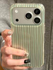 Fashionable Minimalist Striped Water Ripple Phone Case Compatible With IPhone 17 Pro Max, 17 Pro, 17, 16 Pro Max, 16 Pro, 16, 16, 15 Pro Max, 15 Pro, 15 Pro Max, 15, 14, 13, 12 Cute Line Anti-Drop Back Cover - Green - View 1