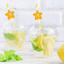 16PCS Star Fruit Shaped Decorative Paper Straws, Tropical Fruit Style, Suitable For Summer Party, Hawaiian Theme Event, Birthday Party, Picnic, Camping, Pool Party, Ideal Choice For Beverage Straws (Random Assortment) - View 2