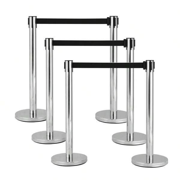6Pcs Stanchion Post Crowd Control Barrier Stainless Steel Stanchions