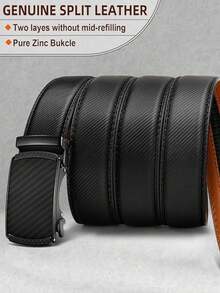Men Belt Leather Ratchet Belt - Customizable Fit, Effortless Style (35mm) - Black - View 7