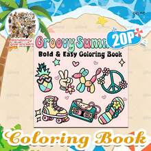 Groovy Summer: Student Coloring Book, 20 Pages Of Thick Line Simple Coloring, Relax And Refresh, Cool Summer, Back To School Gift, Summer Vacation, Includes 5 Stickers - Single Piece - View 10