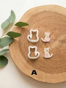 Süße Katzen-Ton-Ohrring-Ausstecher, Polymer-Ton-Formen für Tierschmuck, DIY-Bastelwerkzeuge für Cartoon-Katzen-Ohrringe & handgefertigte Accessoires - Weiss - Übersicht 8