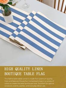 1pc,Bohemian Style,Minimalist Striped Table Runner,Microwave Dust Cover,Protective Cover,Rectangular Tablecloth,Washable,Suitable For Home Dinner,Coffee Table,Kitchen And Dining Room Decor,Dining Table Decoration Party And Scene Decoration,Home Decor,Outdoor Patio Table Runner Decoration,Entryway Decoration,Fireplace Cloth - Seaside Relaxed Blue - View 9