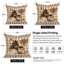4 piezas Fundas de cojín/almohada con estampado de cuadros de café vintage impreso en un solo lado, fundas de cojín decorativas para crear ambiente en múltiples escenas, adecuadas para sala de estar, sofá, dormitorio, sin rellenos de cojín, 40x40cm/45x45cm/50x50cm - Multicolor - Ver 3