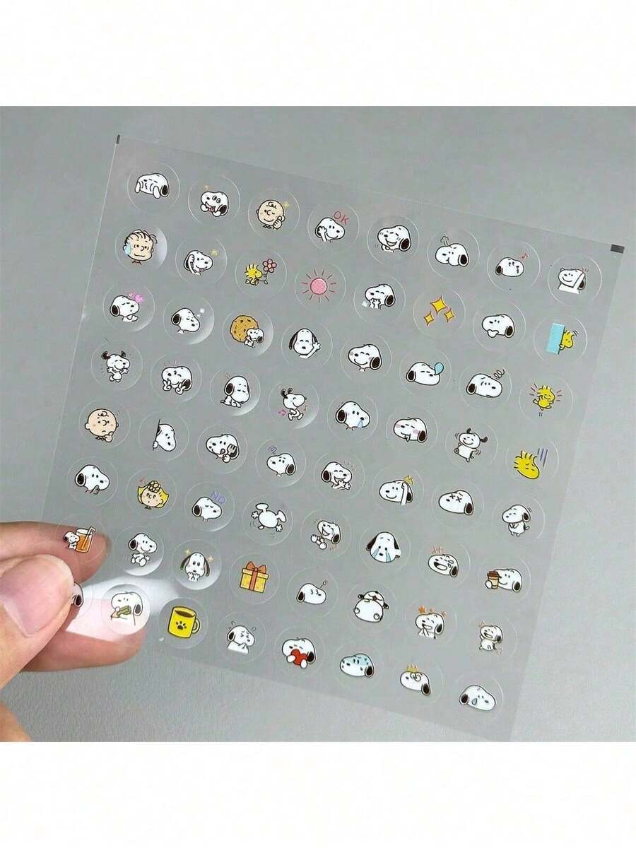 SNOOPY 1套/100張可愛史努比卡通貼紙系列設計,適合Ins DIY裝飾,透明防水貼紙,適用於學生鉛筆盒、計畫本、手機殼和筆記型電腦 - 彩色 - 查看 1