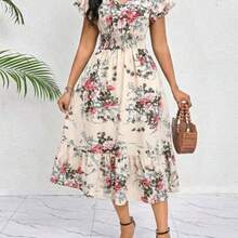 Women Midi Dresses - Apricot - View 1