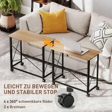 Folding Desk, Small 80cm Folding Desk With Casters, Space-Saving Computer Desk For Home Office, Oak - Natural Color - View 5