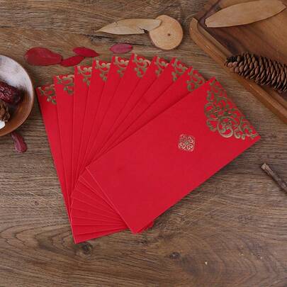 10 chiếc phong bao lì xì đỏ truyền thống Trung Quốc, họa tiết rồng vàng - phong bao lì xì đỏ bằng giấy cao cấp, phù hợp cho lễ mừng năm mới âm lịch và tặng quà, trang trí năm mới âm lịch, hoàn hảo cho mùa đông và năm mới quay lại trường học