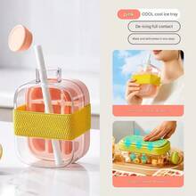 2-In-1 Ice Cube Bottle With Straw - Easy Press Ice Tray Water Bottle, Leak Proof Lid, Vertical Ice Maker For Freezer, Travel, Gym & Home Use - Pink - View 14