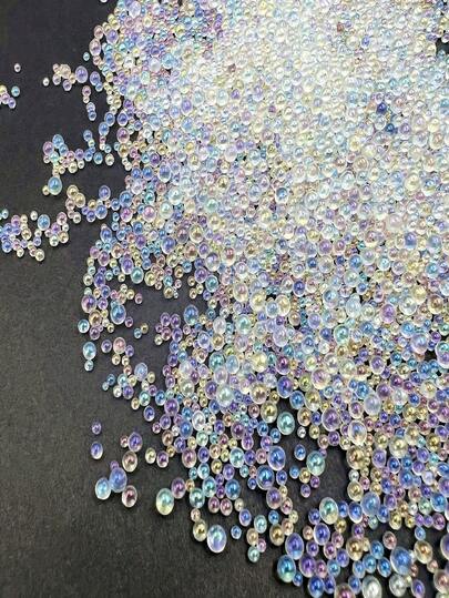 10000pcs Bulk 1-3Mm Mixed Sizes Unperforated Bubble Beads For Nail Art, Manicure, Foot Care, Handmade Crafts