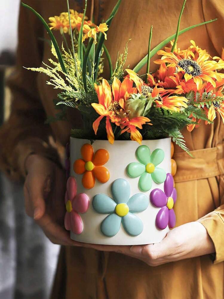 Colorful 3D Flower Resin Planter - Cute Macaron Color Floral