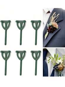Boutonniere Pins Set, Rust-Proof Floral Pins With Plastic Corsage Clips For Secure Hold, Wedding Groom Bride Corsage & Flower Arrangement Additions - Essential For Bridal Party, Prom, Formal Events - A - View 2