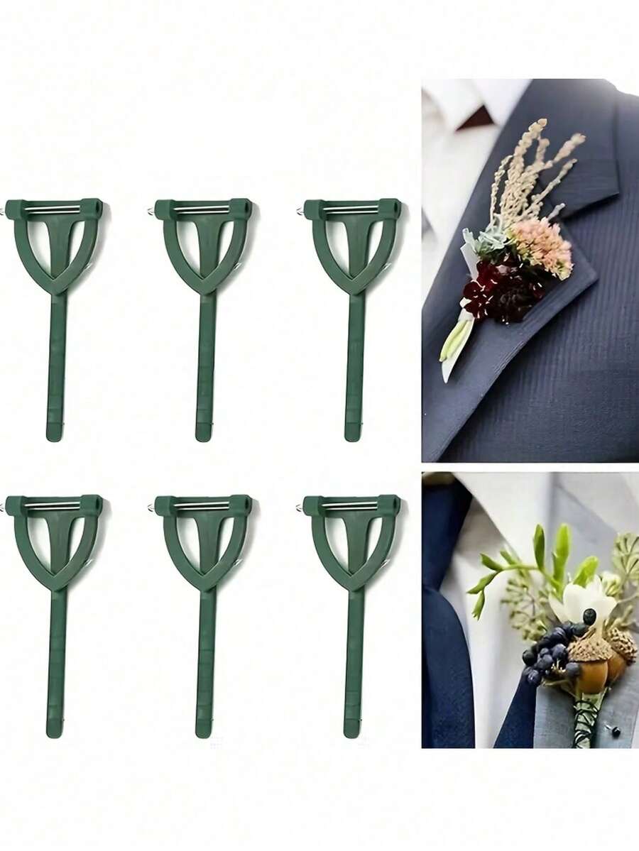 Boutonniere Pins Set, Rust-Proof Floral Pins With Plastic Corsage Clips For Secure Hold, Wedding Groom Bride Corsage & Flower Arrangement Additions - Essential For Bridal Party, Prom, Formal Events