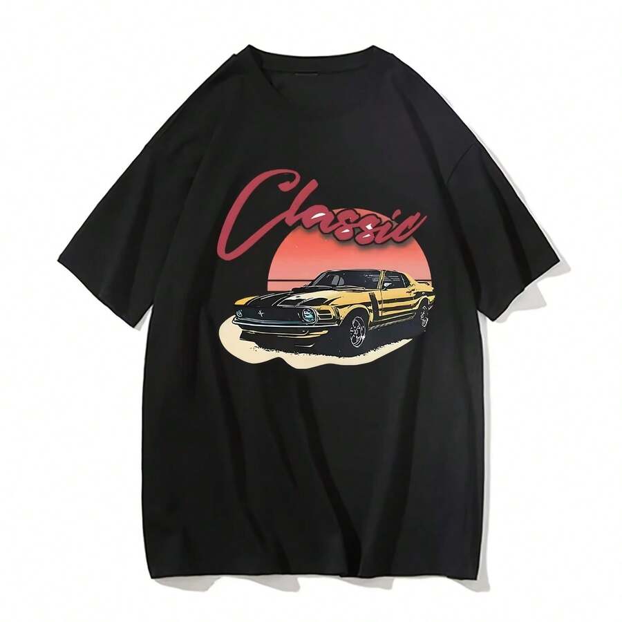 Camiseta Clásica con Estampado de Coche de Anime para Mujer y Hombre, Ropa Vintage con Vehículo, Manga Corta, Harajuku, Unisex, Cuello Redondo, Tops Oversize, Streetwear - Multicolor - Ver 1