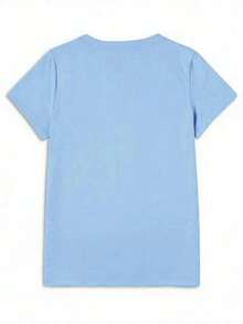 Women's 100% Cotton Ciao Bella Graphic Tee Casual & Cute Round Neck Short Sleeve T-Shirt For Summer - 天藍色 - 查看 2