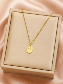 1 pièce Collier pendentif croix ovale vintage classique en acier inoxydable, bijoux religieux minimaliste couleur or et argent, cadeau significatif pour le jour de l'Ascension - Multicolore - View 4