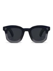 1 Pair Men's Large Frame Personalized Color-Block Rivet Fashion Glasses - Blue-gray - View 3