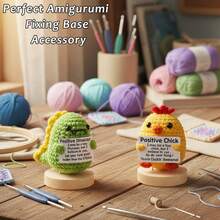 2pcs Positive Energy Crochet Display Stand, Adjustable Wooden Doll Base Crochet Rack, Set Display Stand, Decorative Crochet Doll Rack, Suitable For Emotion Figurines/Positive Energy Turtle Crochet/Positive Energy Potato Crochet/Positive Energy Pickle Crochet - Yellow - 2-pack - View 3