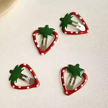 4pcs/Set Strawberry Hair Clips For Women, Cute Fruit Polka Dot BB Clips, Sweet Girl Hair Accessories, Y2K Cartoon Side Clips, Bangs Clips, Side Clips, Versatile Hair Pins For Daily Commute And Photos,Hair Slide - Multicolor - View 5