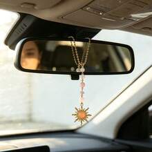 1pc Car Rearview Mirror Hanging Ornament, Sun Crystal Beaded Pendant, Bag & Keychain Decorative Charm - Sun Ornament - View 9