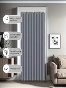 1pc Magnetic Foldable Door Curtain, Thickened Fabric Room Divider, Waterproof Hooks And Ties, Machine Washable, Suitable For Room Partition, Minimalist Style, Easy To Clean And Install Divider/Blackout Curtain (Single Curtain, Rod Not Included) - 1PC - View 11