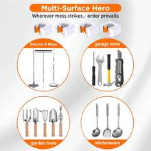 Joybos 4 Packs Wall Mounted Mop Holder, Self Adhesive No Drill Broom Clips For Bathroom Kitchen Garage, Heavy Duty Utility Hooks For Long Handled Tools, Garden Tools, Space Saving Storage Rack, Home Organizer Essential, Father's Day Gift - View 5
