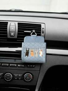 Soft Cute 4-Color Cat Car Storage Box, Car Air Vent Storage Box, Car Leather Multi-Functional Storage Box, Air Vent Phone Holder Storage Box - Adorable Four-color Cats - View 2