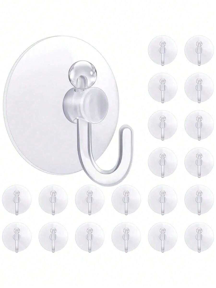 2pcs Clear Plastic Suction Cup Hooks - Securely Fastened, Waterproof And Durable - Suitable For Windows, Glass, Shower, Bathroom And Kitchen Walls - Perfect For Daily Use, Festivals, Parties And Carnival Decorations - Multicolor - View 1