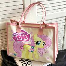 Miniso Bolso de lona con base beige y personaje Fluttershy para uso diario & compras - Blanco - Ver 2