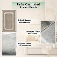 Digitally Printed Non-Slip Washable Runner And Area Rug Living Room Carpet, Modern Design, Modern, Scandinavian, Bohemian And Classic Styles, 100% Polyester - Grey - View 9