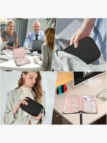 1pc Portable Electronic Storage Bag - Dual Zipper Design, Perfect For Organizing Data Cables, Chargers, Phones, Hard Drives, Power Banks And More - Foldable Closure, Essential Electronic Device Organizer For Daily Commute, Desktop Storage, Small Item Storage, Travel, Cable Management, Wire Organizer, Travel Essential - Multicolor - View 5