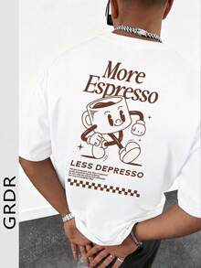 Camiseta de manga corta con estampado de letras personalizadas para hombre GRDR, adecuada para el verano, a la moda. - Blanco - Ver 7