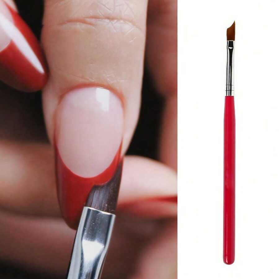 1pc French Angled Nail Art Brush Suitable For Nail Artists Daily Use - Red - View 1